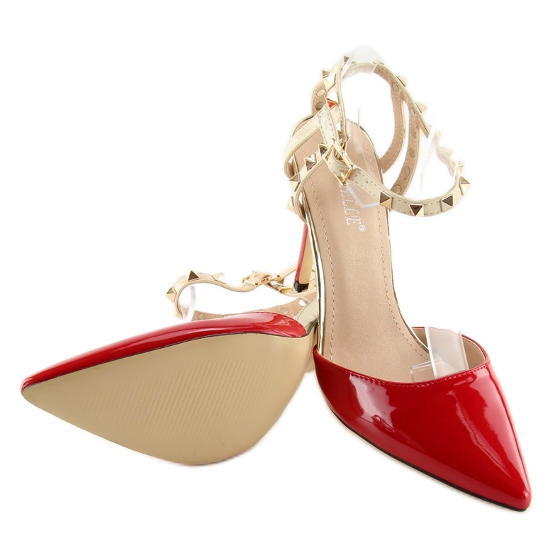 Décolleté su spilla con borchie rosse At rosso 2