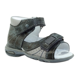 Sandali da bambino in pelle con velcro e catarifrangenti 1407 grigio RenBut 1