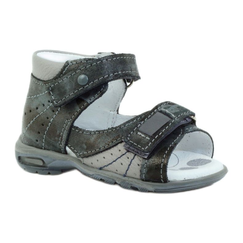 Sandali da bambino in pelle con velcro e catarifrangenti 1407 grigio RenBut 1