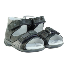 Sandali da bambino in pelle con velcro e catarifrangenti 1407 grigio RenBut 3