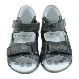 Sandali da bambino in pelle con velcro e catarifrangenti 1407 grigio RenBut 4
