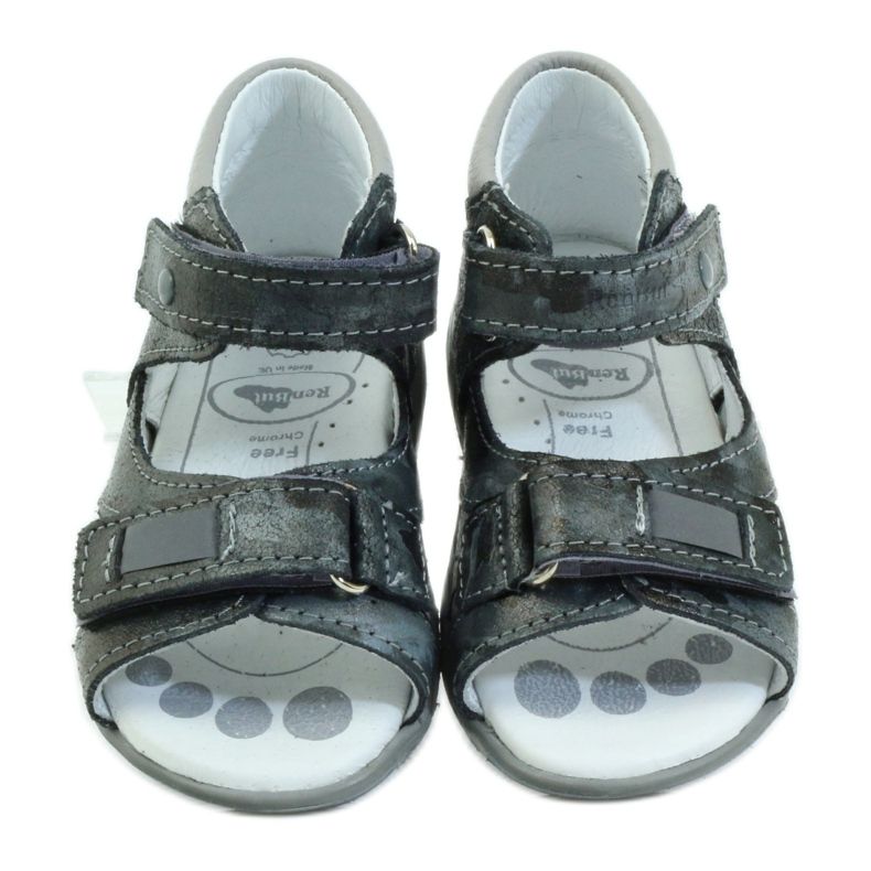 Sandali da bambino in pelle con velcro e catarifrangenti 1407 grigio RenBut 4
