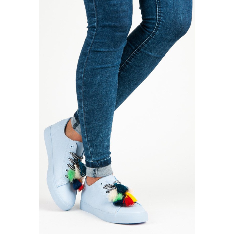 Ideal Shoes Sneakers Blu Con Frange 2