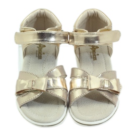 American Club Sandali americani scarpe per bambini sottopiede in pelle giallo 4