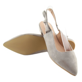 Ballerine grigie con tacco aperto 100-879SA-1 grigio 2