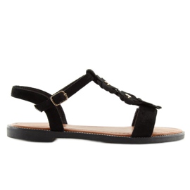 Sandali da donna in camoscio nero WL-001 2