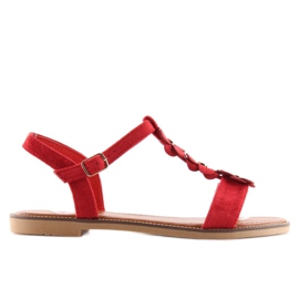 Sandali da donna in camoscio rosso WL-001 2