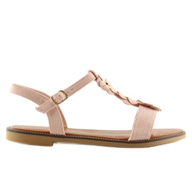 Sandali da donna in camoscio rosa WL-001 2