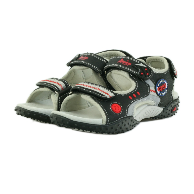 American Club Sandali americani scarpe per bambini sottopiede in pelle rosso grigio nero 3