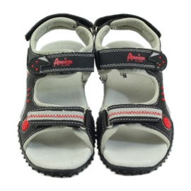 American Club Sandali americani scarpe per bambini sottopiede in pelle rosso grigio nero 4