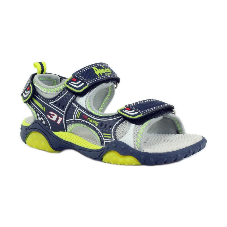 American Club Sandali per scarpe da bambino che brillano di blu navy americano 1702 verde grigio 1