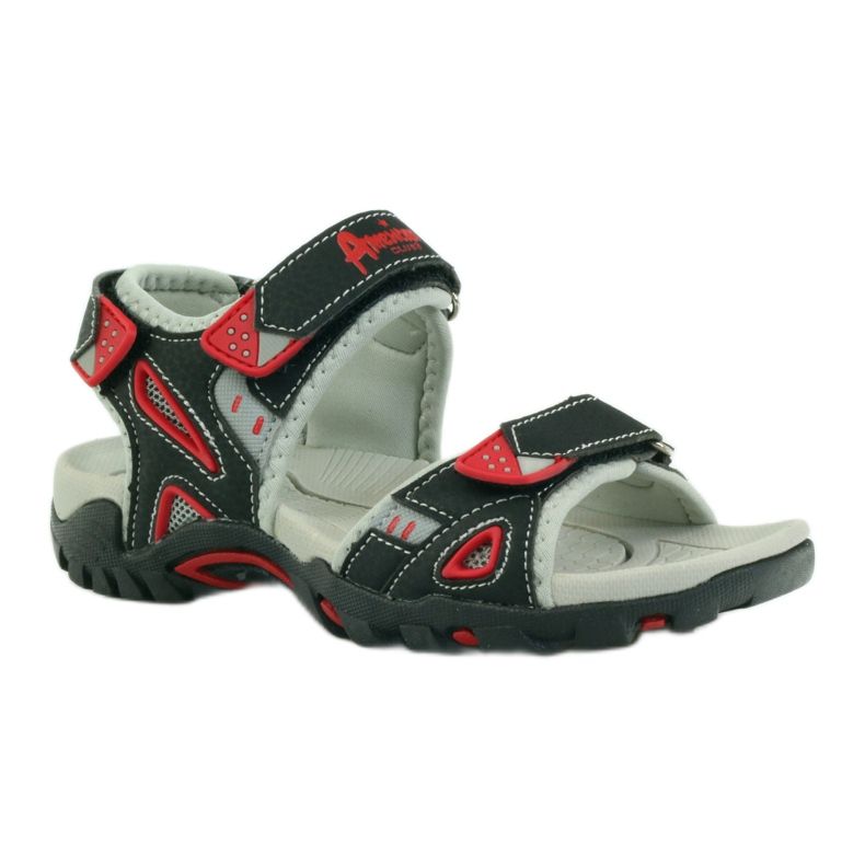 Sandali da bambino neri American Club 1713 nero rosso grigio 1