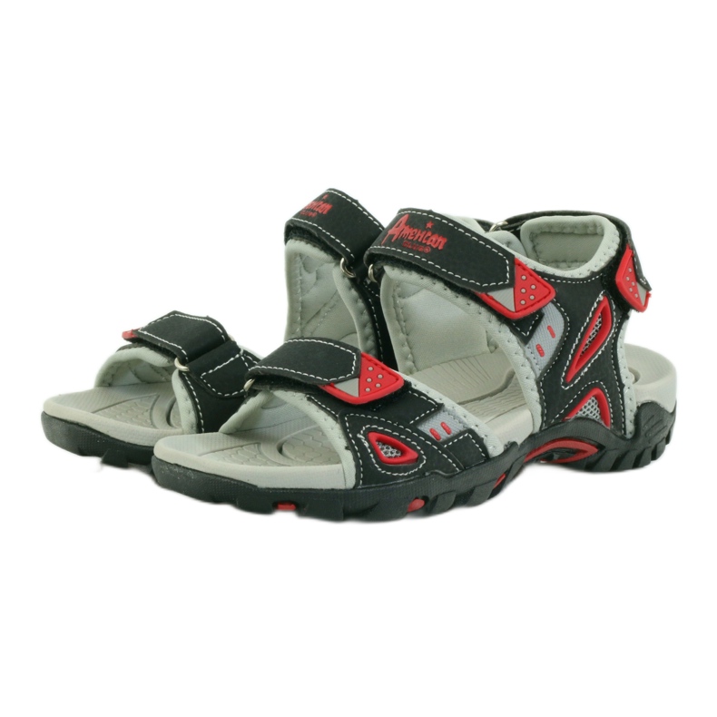 Sandali da bambino neri American Club 1713 nero rosso grigio 3