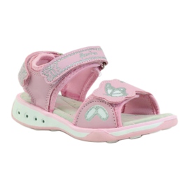 American Club Scarpe per bambini sandali sottopiede in pelle americana incandescente rosa grigio 1