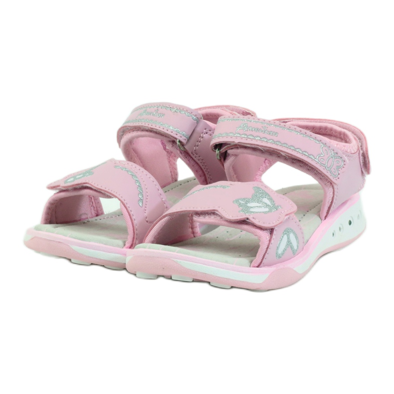 American Club Scarpe per bambini sandali sottopiede in pelle americana incandescente rosa grigio 3