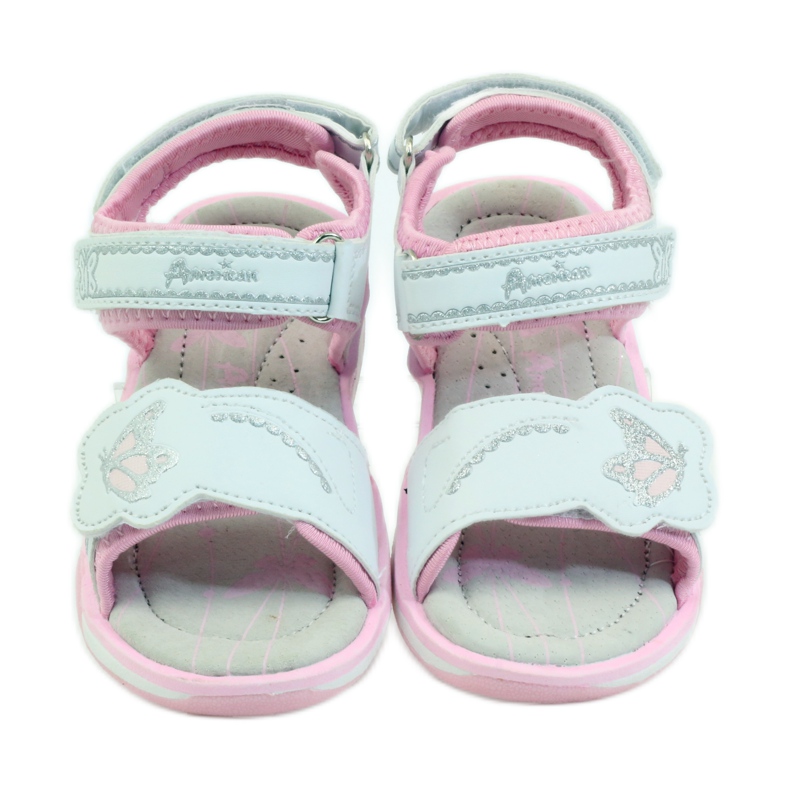 American Club Scarpe per bambini sandali sottopiede in pelle americana incandescente rosa grigio bianco 5