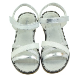 American Club Sandali americani scarpe per bambini sottopiede in pelle grigio 4