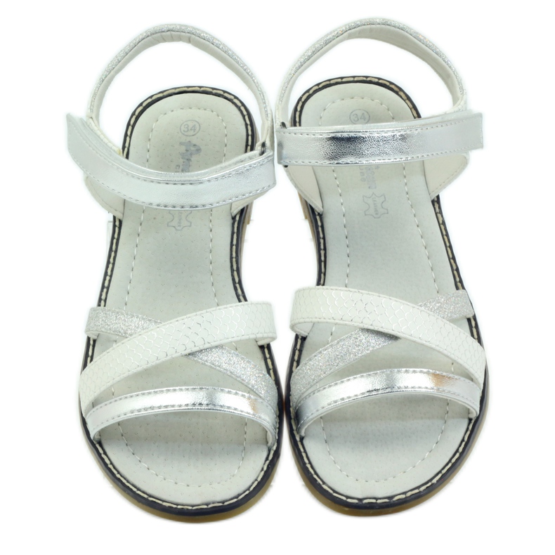 American Club Sandali americani scarpe per bambini sottopiede in pelle grigio 4