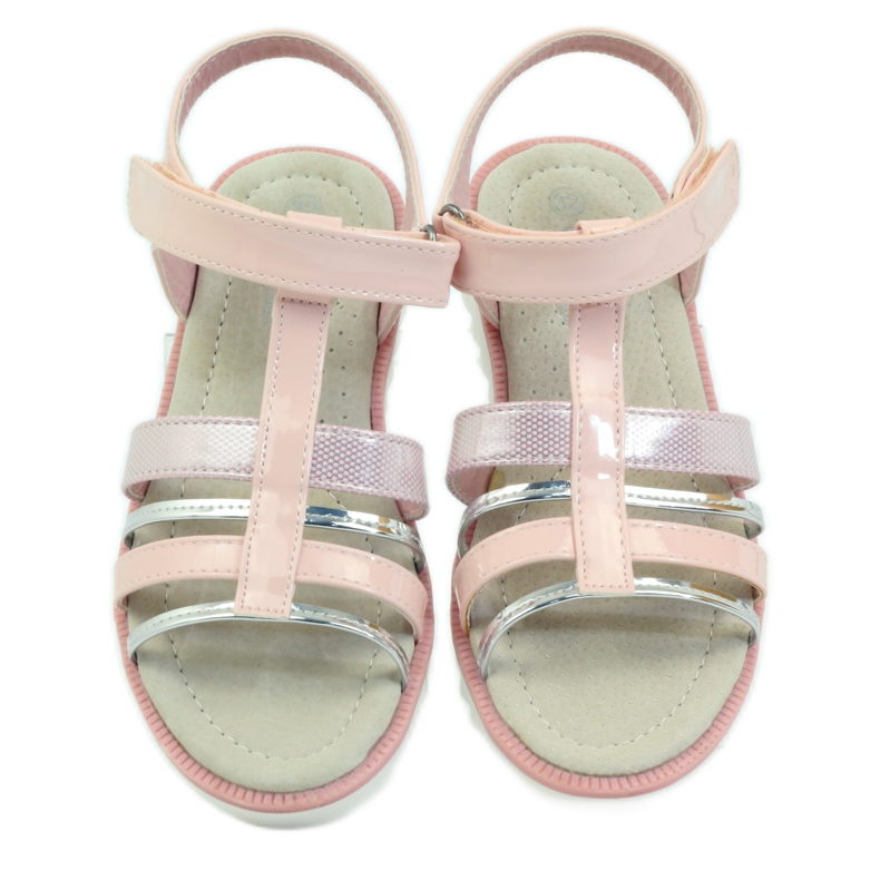 American Club Sandali con inserto in pelle americana 16903 rosa grigio 4
