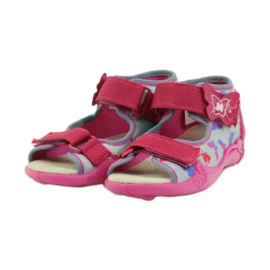 Sandali Befado 242p077 con inserto in pelle rosa grigio 3