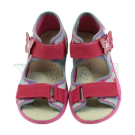 Sandali Befado 242p077 con inserto in pelle rosa grigio 4