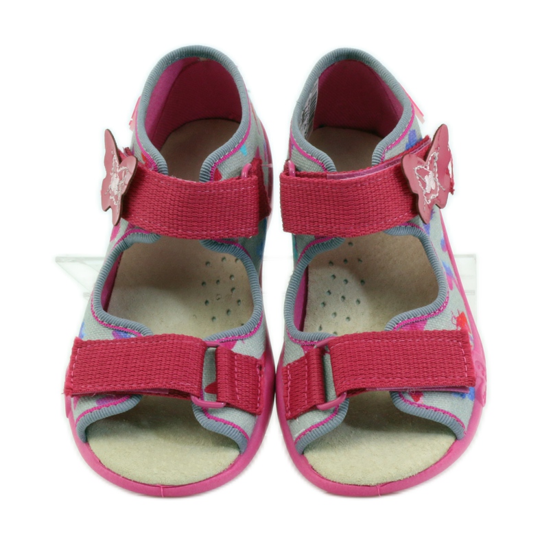 Sandali Befado 242p077 con inserto in pelle rosa grigio 4