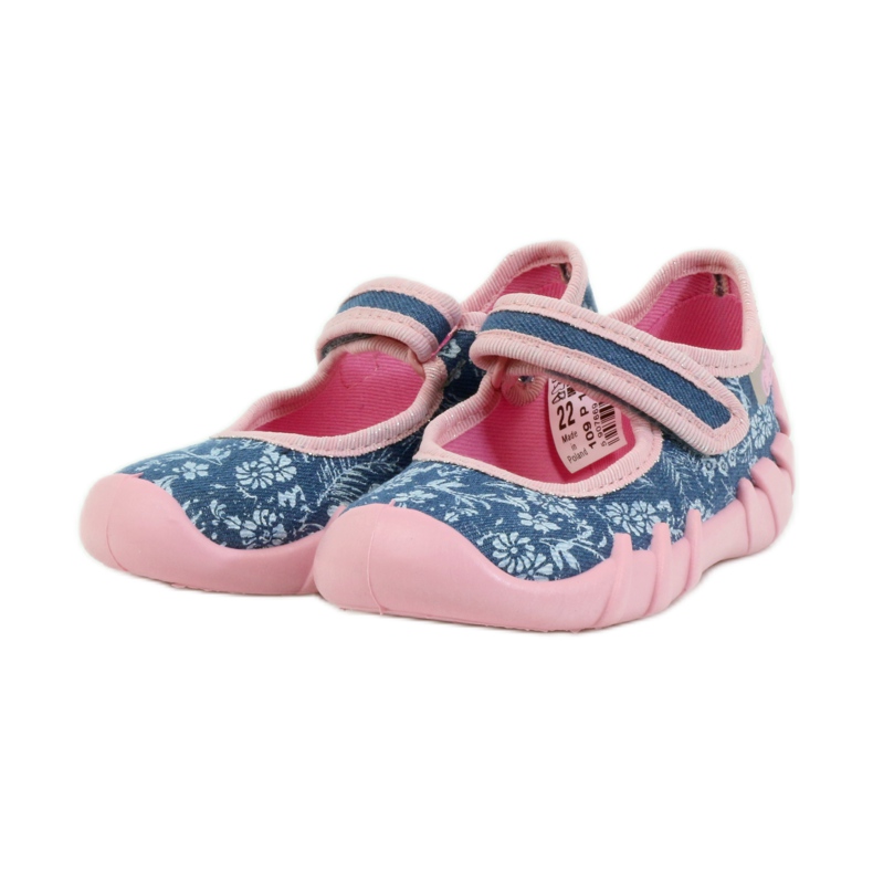 Ciabatte ballerine con fiori Befado 109p160 rosa grigio blu 3