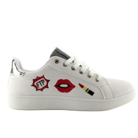 Sneakers Sweet lips FB-15 BIANCO/ARGENTO con toppe 1