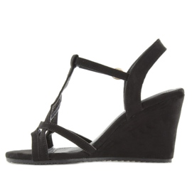 Sandali neri con zeppa 266-7 neri nero 2