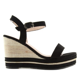 Sandali neri su zeppa 1505-2 neri nero 2