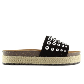 Ciabatte espadrillas nere con borchie S03 nero 2