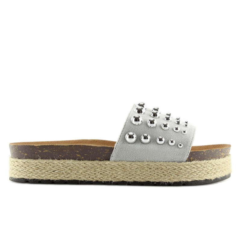 Ciabatte espadrillas con borchie grigie S03 grigio 2
