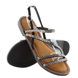 Sandali con zirconi neri FM814 neri nero 2