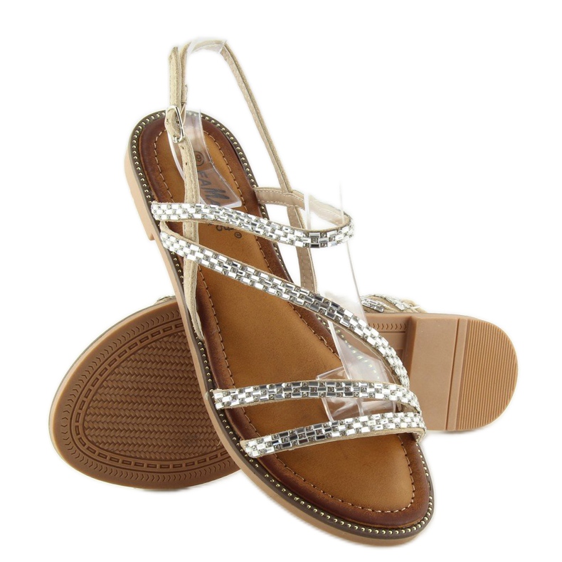 Sandali con zirconi beige FM814 albicocca 2