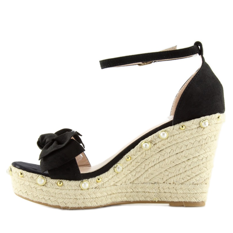 Sandali neri espadrillas con zeppa L2668 nero 2