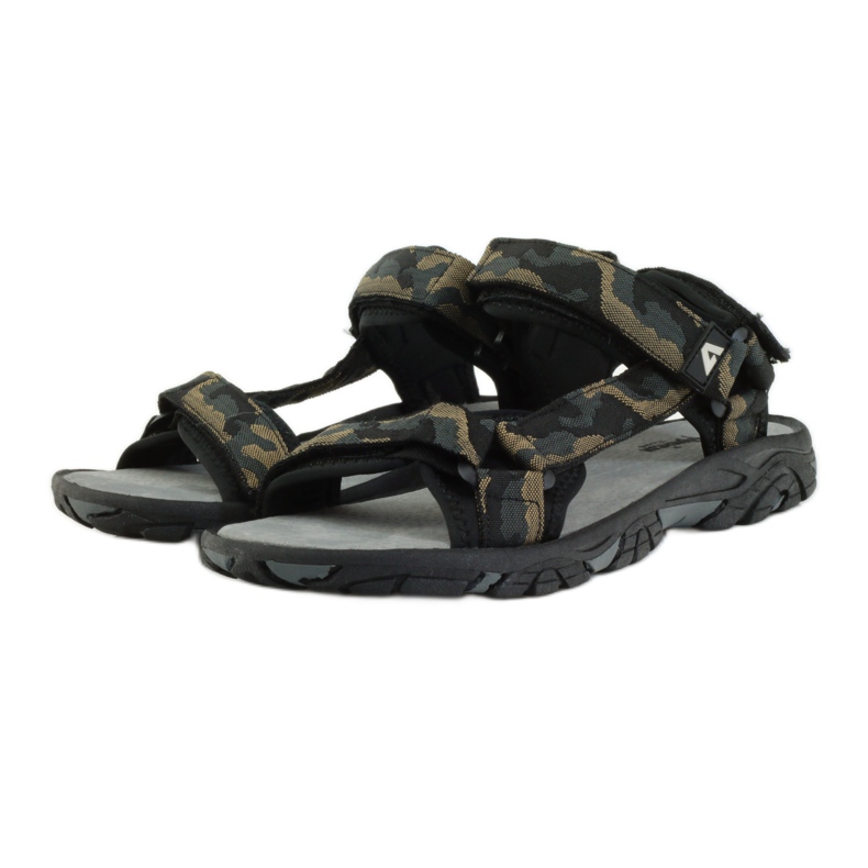 American Club Sandali in pelle American 1728 mimetico grigio marrone nero 3