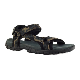American Club Sandali con inserto in pelle American 1729 camo nero marrone grigio 1