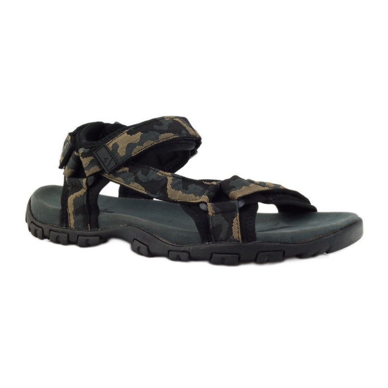 American Club Sandali con inserto in pelle American 1729 camo nero marrone grigio 1