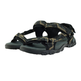American Club Sandali con inserto in pelle American 1729 camo nero marrone grigio 3