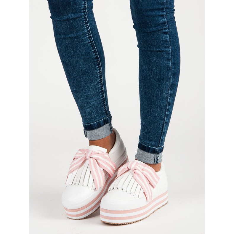 Sneakers alla moda VICES bianco rosa 1