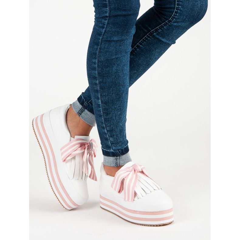 Sneakers alla moda VICES bianca rosa 2