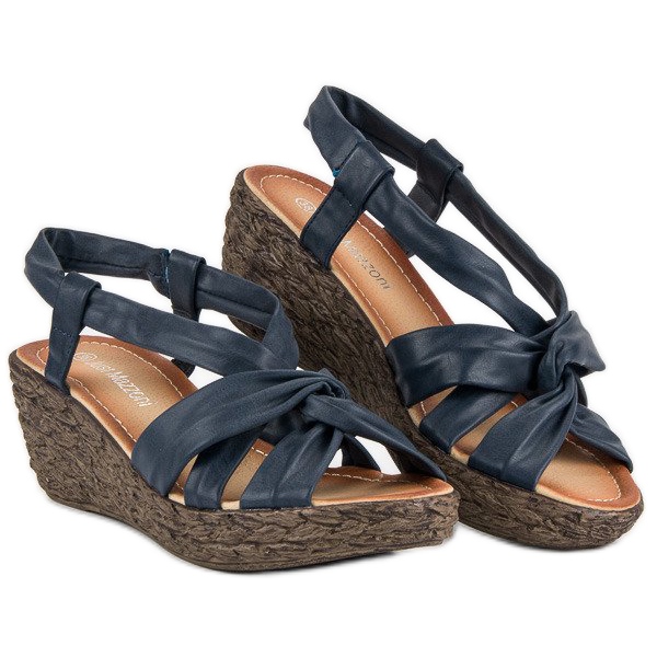 Sandali con zeppa slip-on blu 1
