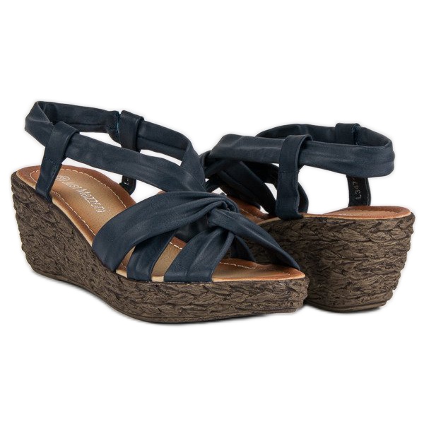 Sandali con zeppa slip-on blu 2