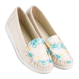 Tullo Mocassini Beige Con I Fiori 2