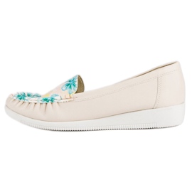 Tullo Mocassini Beige Con I Fiori 1