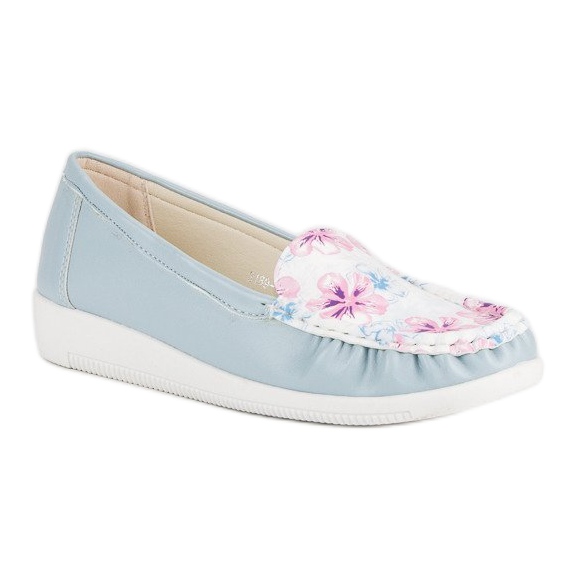 Tullo Mocassini Blu Con Fiori 1