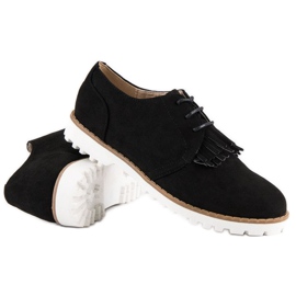 Scarpe boho in pelle scamosciata allacciate nero 2
