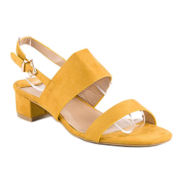 Fama Sandali con tacco basso giallo 1