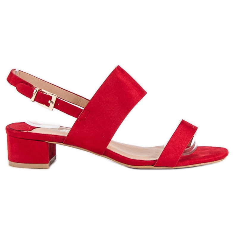 Fama Sandali con tacco basso rosso 1
