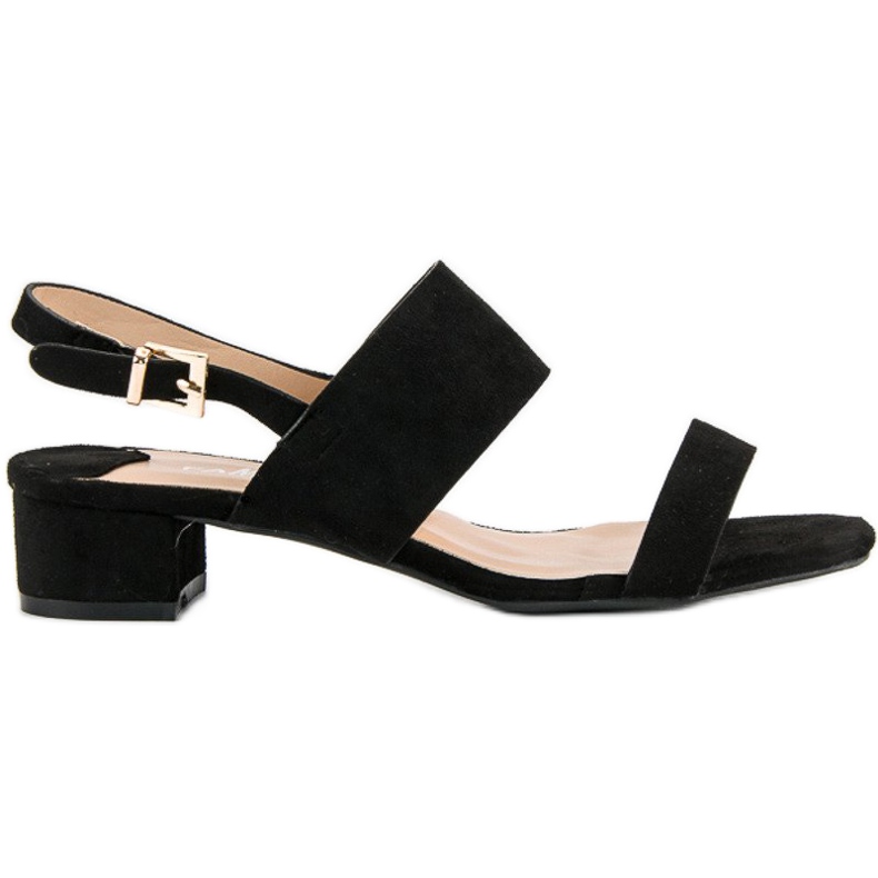 Fama Sandali con tacco basso nero 2